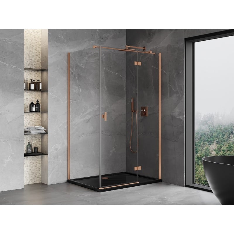 Mexen Mist-H T cabine de douche pivotante droite 115 x 110 cm, transparent, cuivre brossé - 8A5T-115-110-65-00-P