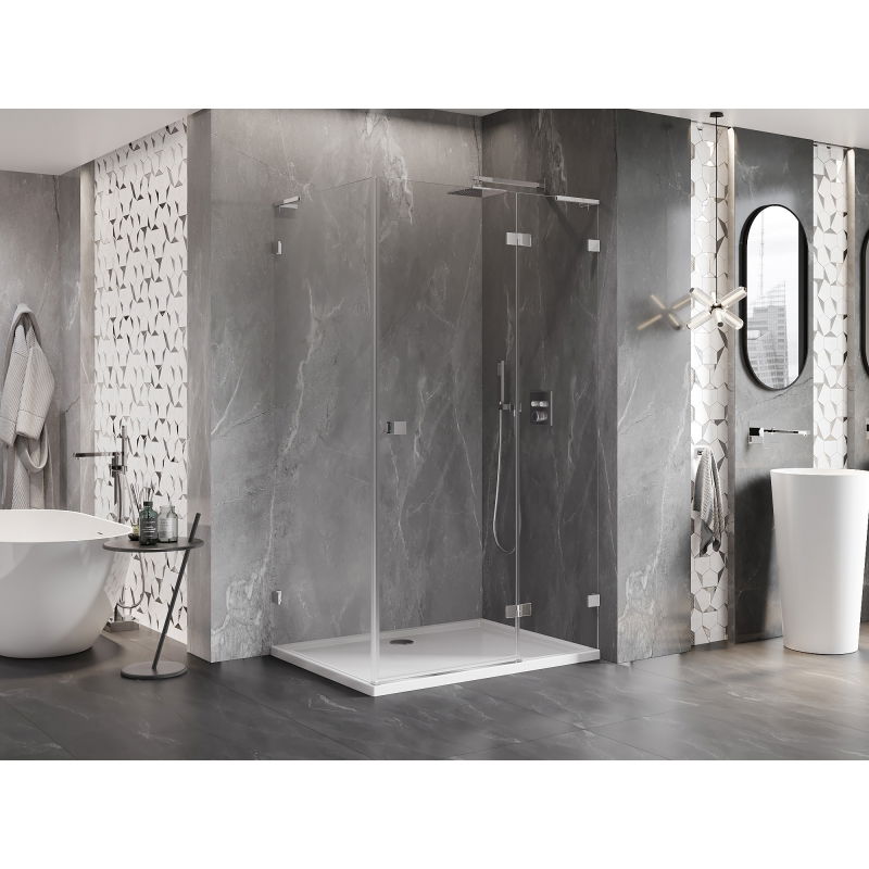 Mexen Lunar L cabine de douche pivotante droite 75 x 90 cm, transparente, chrome - 834L-075-090-01-00-P
