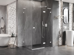 Mexen Lunar L Cabine de douche pivotante droite 80 x 90 cm, transparente, blanche - 834L-080-090-20-00-P