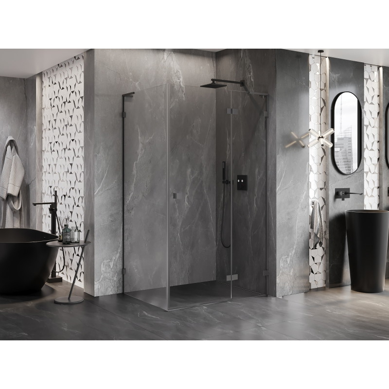 Mexen Lunar L cabine de douche pivotante droite 80 x 90 cm, transparente, métal canon - 834L-080-090-95-00-P