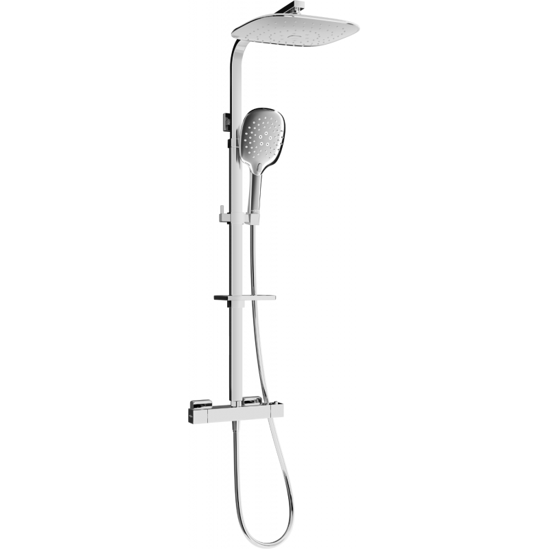Mexen CQ22 ensemble de douche en saillie avec pommeau de douche et robinet thermostatique, chromé - 772502295-00