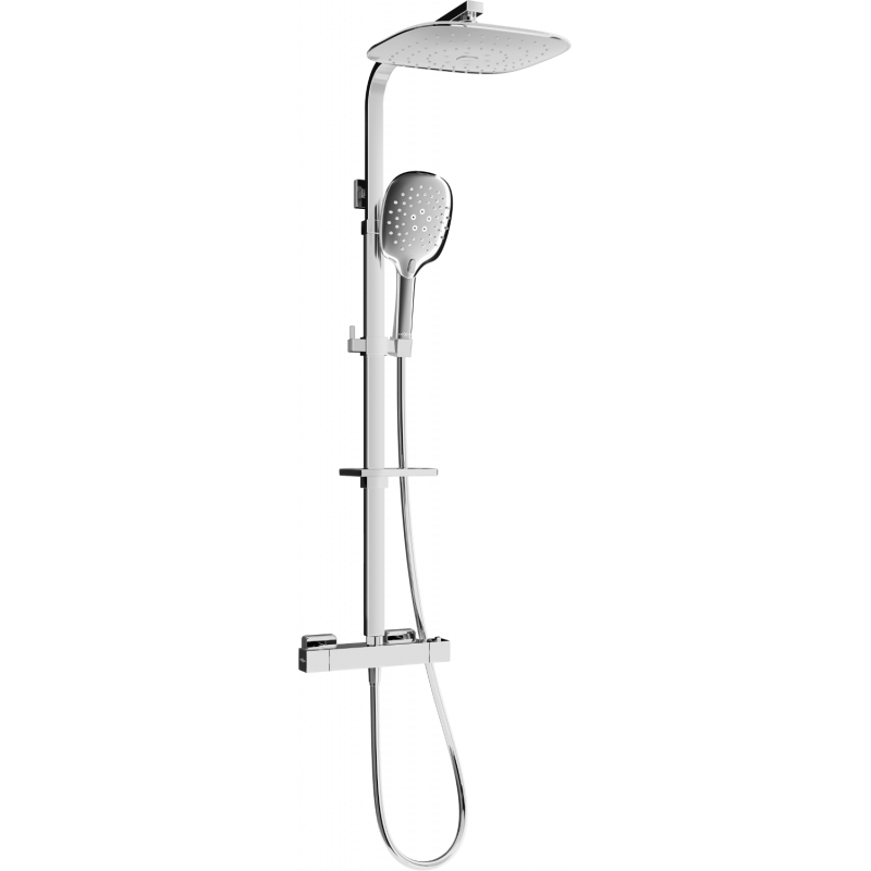 Mexen CQ22 ensemble de douche mural avec pommeau et robinet thermostatique, chrome - 772502295-00