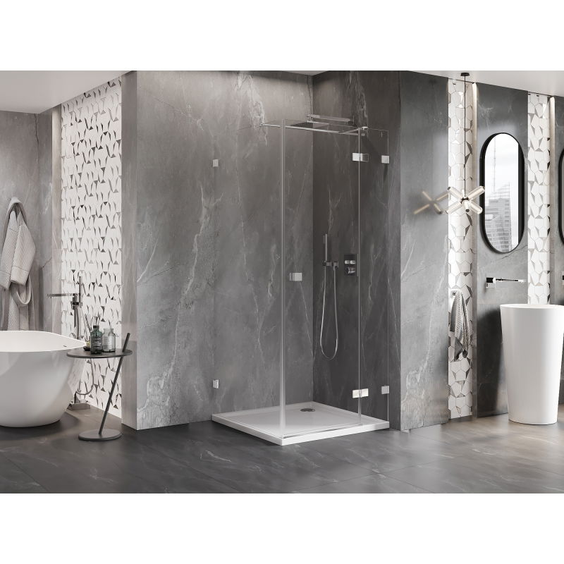 Mexen Lunar T cabine de douche pivotante droite 80 x 80 cm, transparent, chromé - 834T-080-080-01-00-P