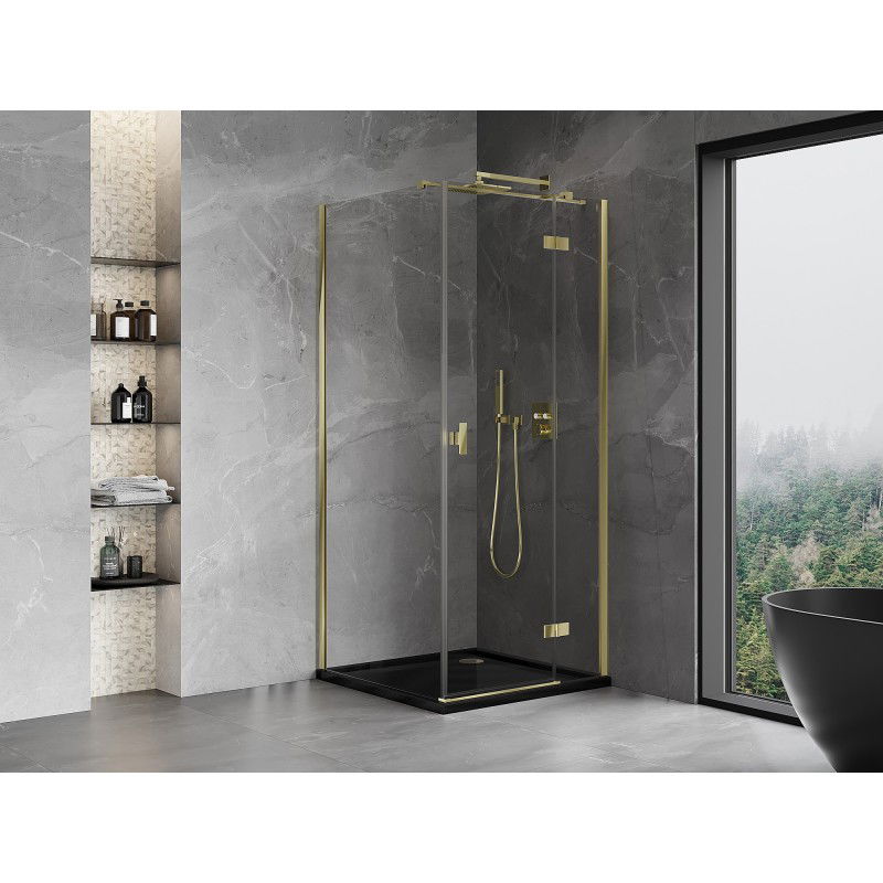 Mexen Mist-H T cabine de douche pivotante droite 100 x 100 cm, transparent, or - 8A5T-100-100-50-00-P