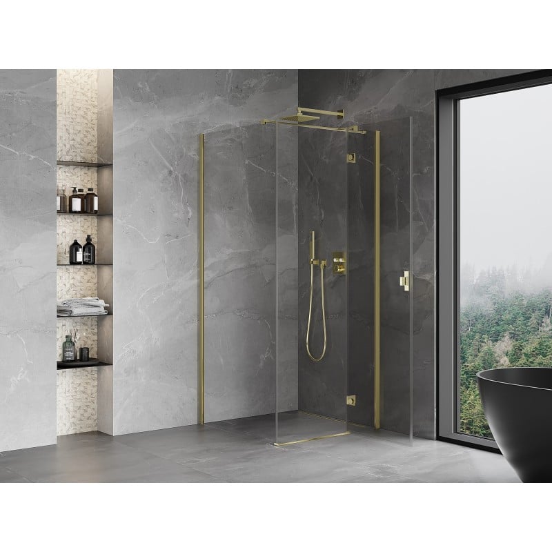 Mexen Mist-H T cabine de douche pivotante droite 110 x 110 cm, transparent, or - 8A5T-110-110-50-00-P