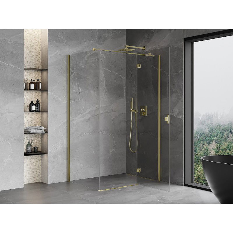Mexen Mist-H T cabine de douche avec porte battante à droite 95 x 90 cm, transparent, doré - 8A5T-095-090-50-00-P