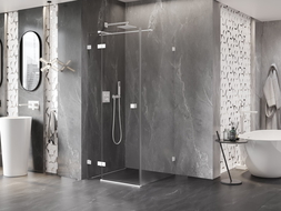 Mexen Lunar T cabine de douche pivotante gauche 100 x 100 cm, transparente, blanche - 834T-100-100-20-00-L