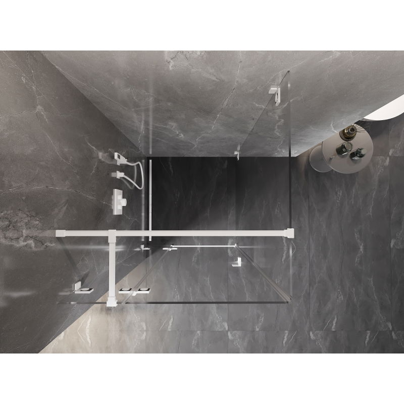 Mexen Lunar T cabine de douche pivotante gauche 100 x 100 cm, transparente, blanche - 834T-100-100-20-00-L