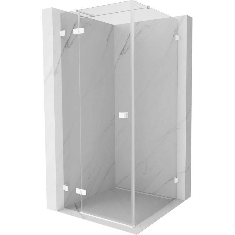 Mexen Lunar T cabine de douche pivotante gauche 100 x 100 cm, transparente, blanche - 834T-100-100-20-00-L