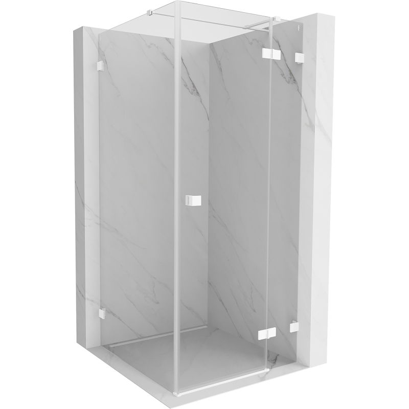 Mexen Lunar T cabine de douche pivotante droite 70 x 70 cm, transparente, blanche - 834T-070-070-20-00-P