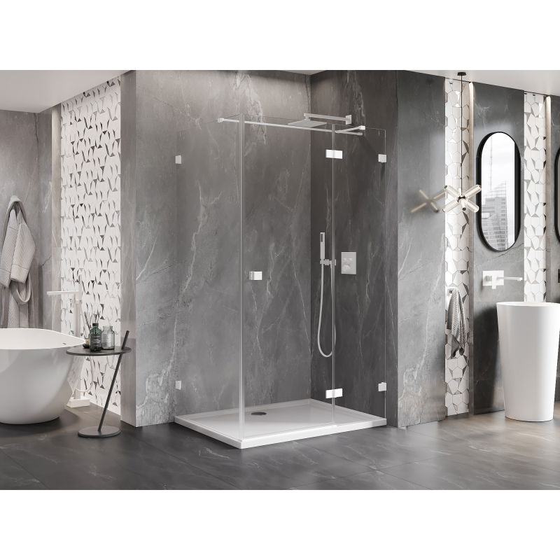 Mexen Lunar T cabine de douche pivotante droite 70 x 100 cm, transparent, blanche - 834T-070-100-20-00-P