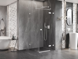 Mexen Lunar T cabine de douche pivotante droite 80 x 80 cm, transparente, blanche - 834T-080-080-20-00-P