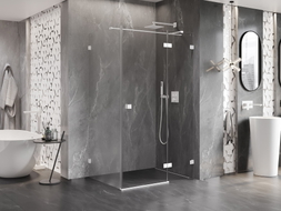 Mexen Lunar T cabine de douche pivotante droite 80 x 90 cm, transparente, blanche - 834T-080-090-20-00-P