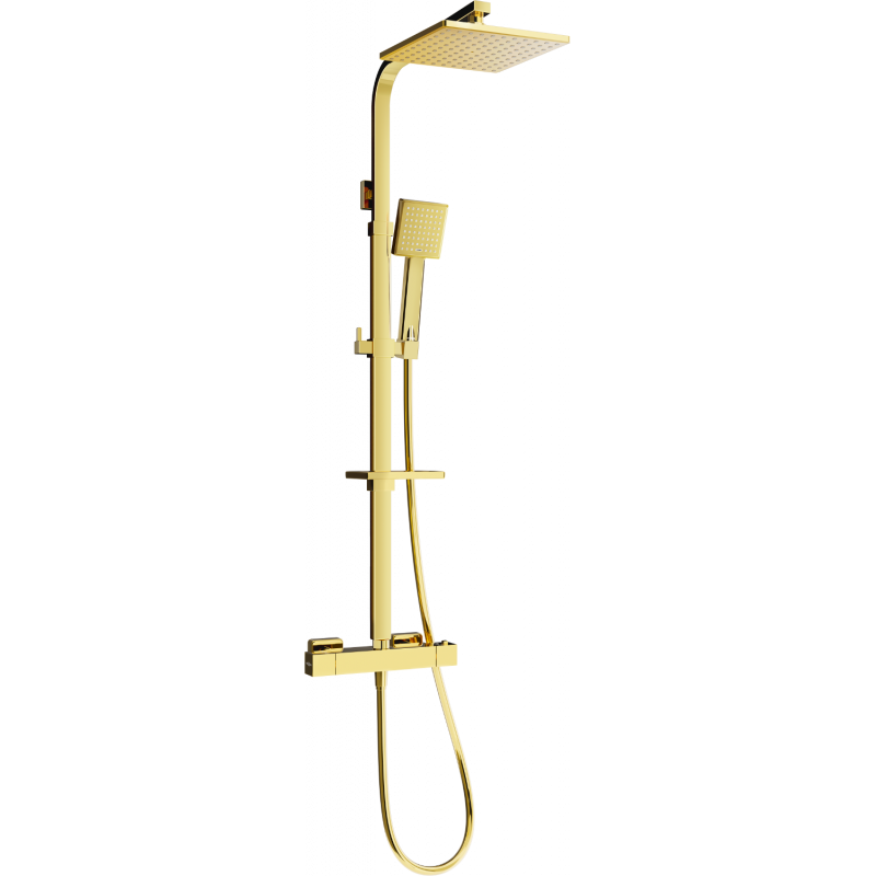 Mexen CQ45 ensemble de douche en saillie avec pomme de douche et robinet thermostatique, doré - 772504595-50