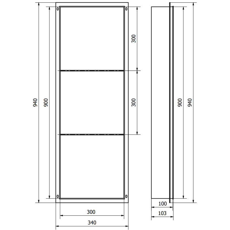 Mexen X-Wall-NR étagère murale sans rebord avec tablette 90 x 30 cm, blanche - 1921903010S