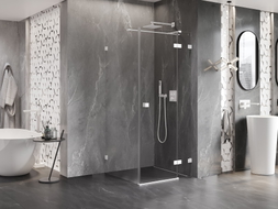 Mexen Lunar T cabine de douche pivotante droite 100 x 100 cm, transparente, blanche - 834T-100-100-20-00-P