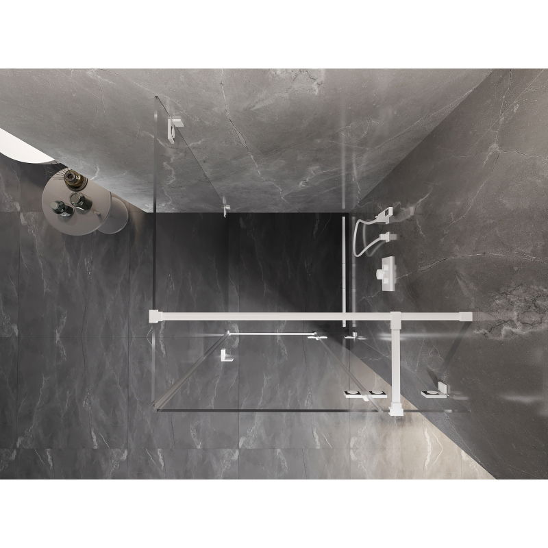 Mexen Lunar T cabine de douche pivotante droite 100 x 100 cm, transparente, blanche - 834T-100-100-20-00-P