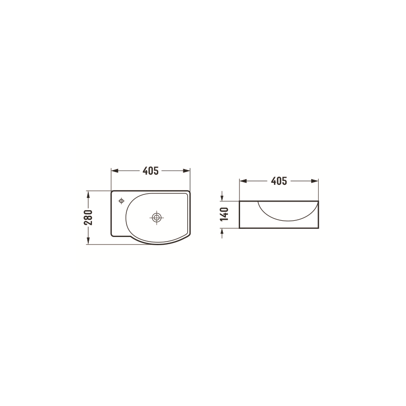 Mexen Mista lavabo sur plan droit 40 x 28 cm, blanc - 22174000R