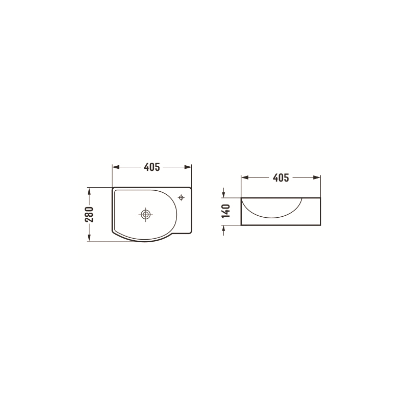 Mexen Mista lavabo sur plan gauche 40 x 28 cm, blanc - 22174000L