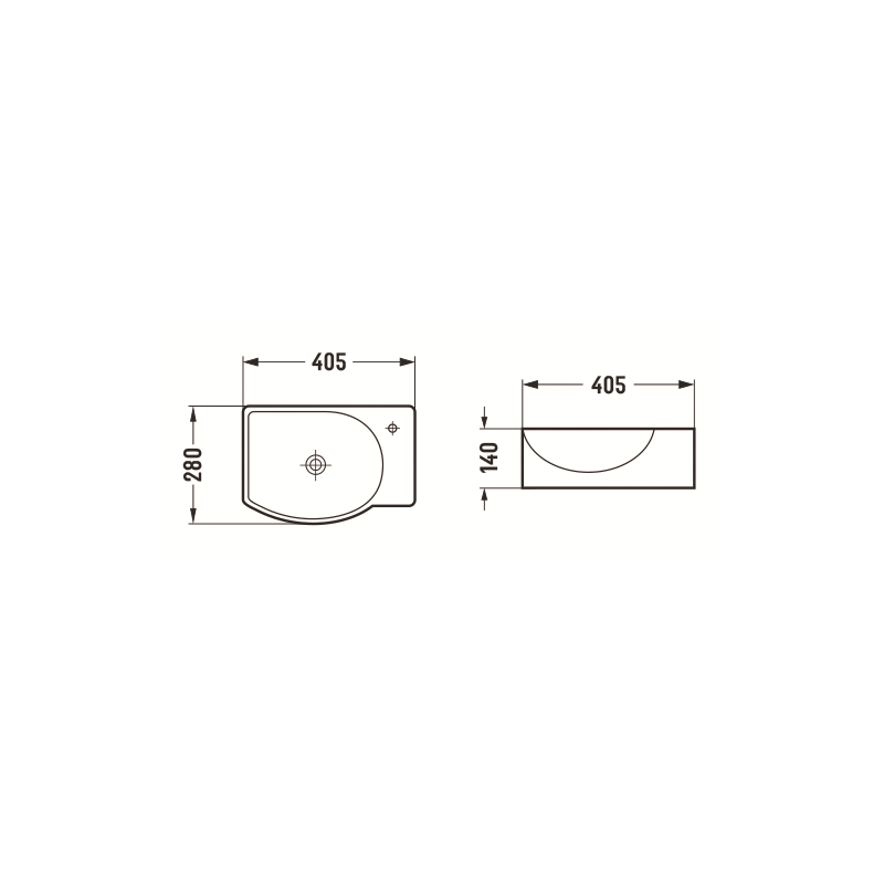Mexen Mista lavabo à poser gauche 40 x 28 cm, noir mat - 22174085L