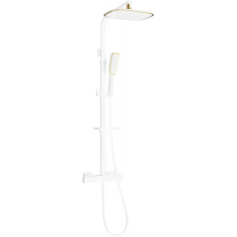 Mexen CQ49 ensemble de douche en saillie avec pomme de douche et mitigeur thermostatique, blanc/or - 772504995-25