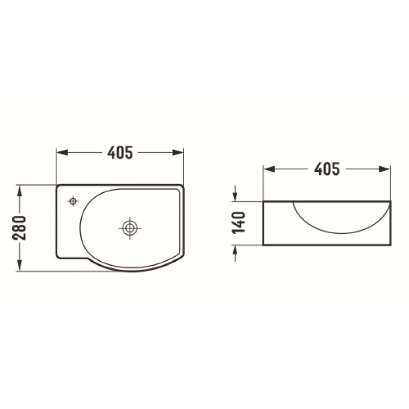Mexen Mista lavabo sur plan droit 40 x 28 cm, noir mat - 22174085R