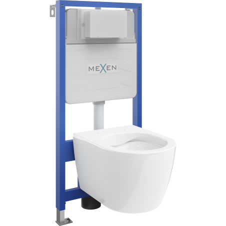 Mexen ensemble encastré WC cadre Fenix Slim avec cuvette WC Carmen, blanc brillant - 6103388XX00