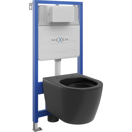 Mexen ensemble encastré WC cadre Fenix Slim avec cuvette WC Carmen, noir mat - 6103388XX85