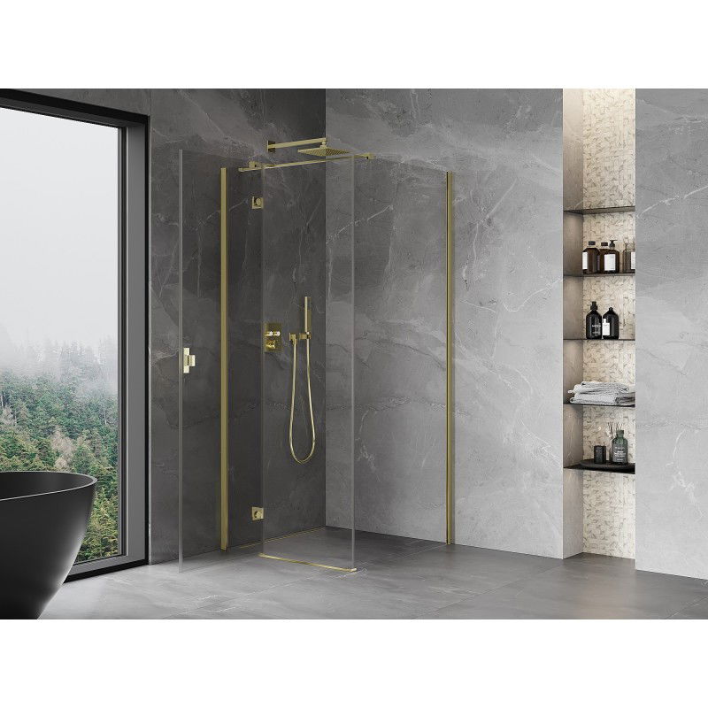Mexen Mist-H T cabine de douche pivotante gauche 100 x 100 cm, transparent, or - 8A5T-100-100-50-00-L