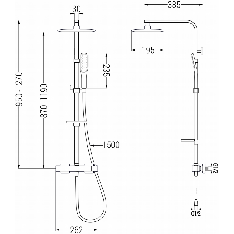 Mexen CQ49 ensemble de douche apparent avec douche de tête et mitigeur thermostatique, noir/or - 772504995-75