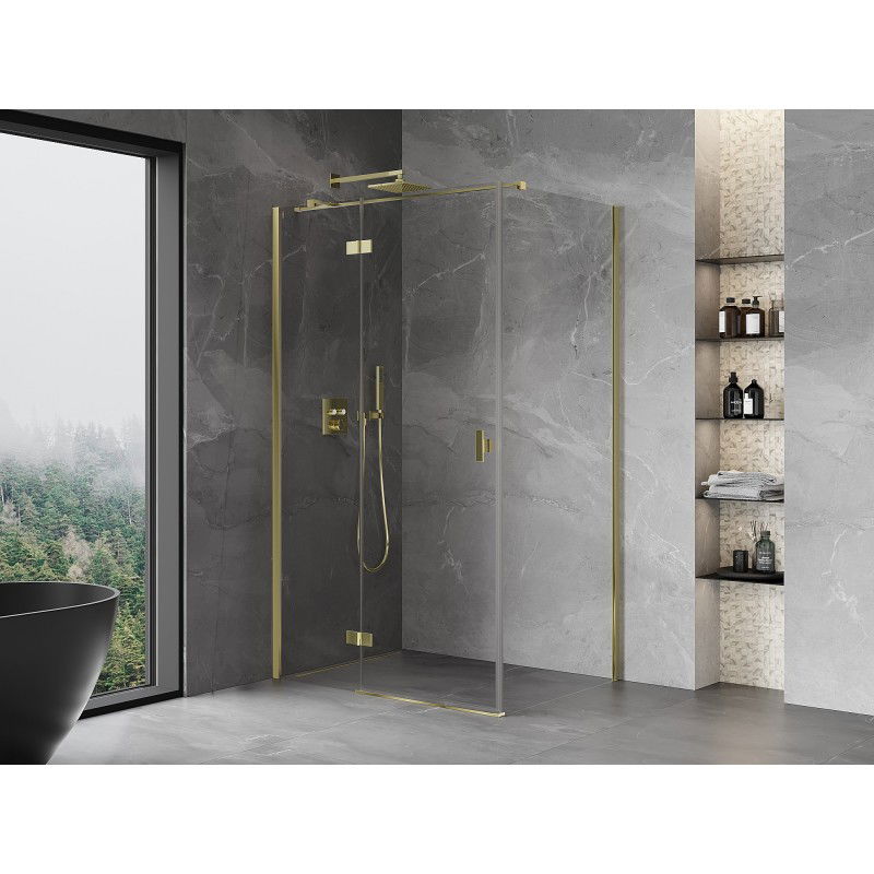 Mexen Mist-H T cabine de douche pivotante gauche 80 x 90 cm, transparent, dorée - 8A5T-080-090-50-00-L