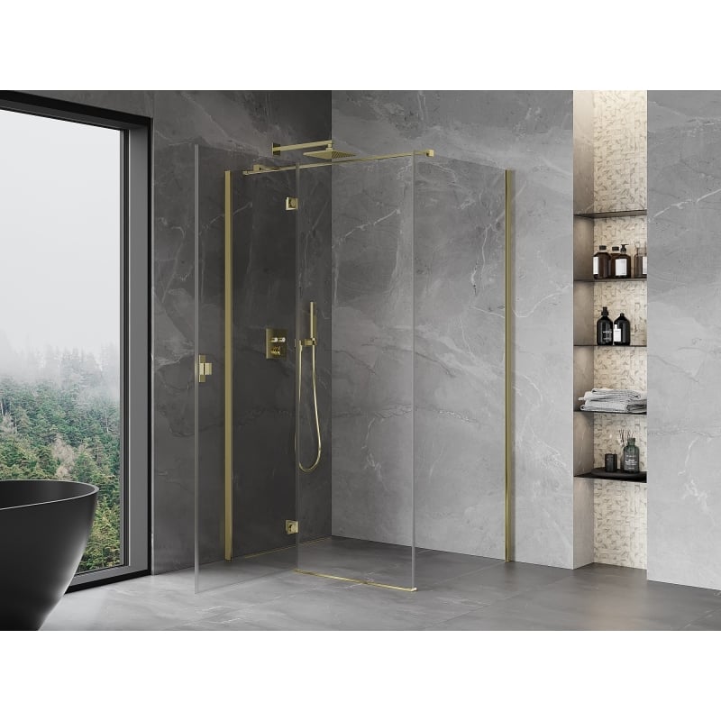 Mexen Mist-H T cabine de douche pivotante gauche 80 x 95 cm, transparent, or - 8A5T-080-095-50-00-L