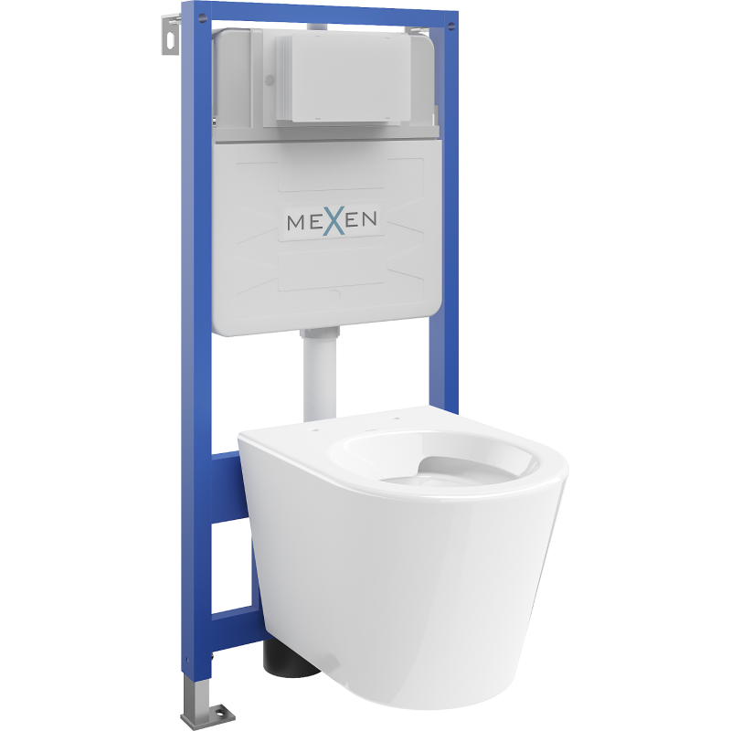 Mexen Rico ensemble de montage WC encastré cadre Fenix Slim avec cuvette WC, blanc brillant - 6103372XX00