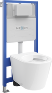 Mexen Rico ensemble de montage WC encastré cadre Fenix Slim avec cuvette WC, blanc brillant - 6103372XX00