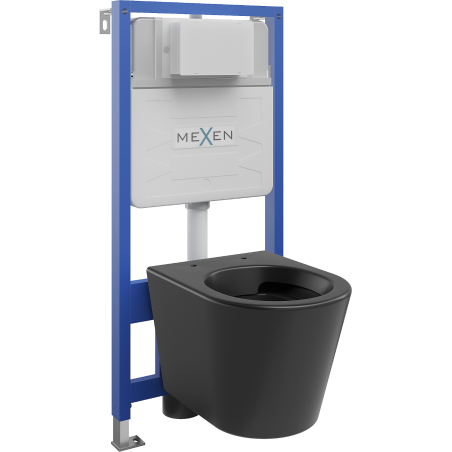 Ensemble encastré Mexen WC châssis Fenix Slim avec cuvette WC Rico, noir mat - 6103372XX85