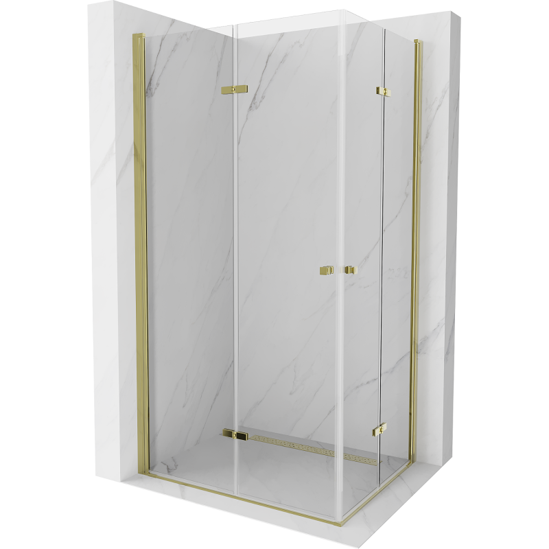 Mexen Lima Duo cabine de douche pliante 80 x 70 cm, transparente, or - 856-080-070-50-00-02