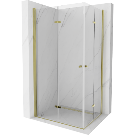 Mexen Lima Duo cabine de douche pliante 80 x 70 cm, transparente, or - 856-080-070-50-00-02