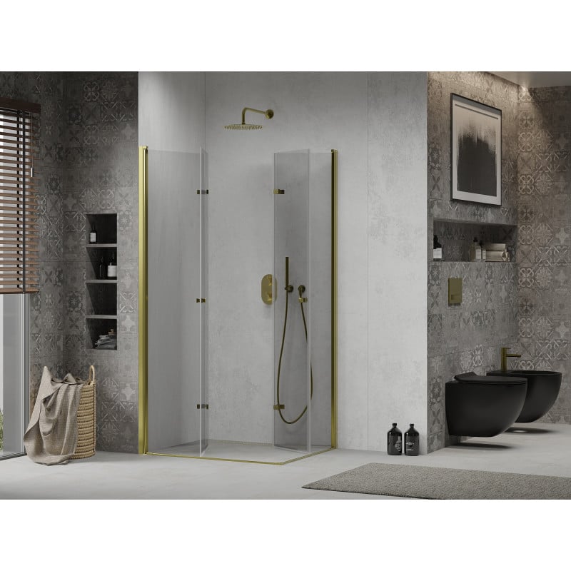 Mexen Lima Duo cabine de douche pliante 80 x 70 cm, transparente, or - 856-080-070-50-00-02