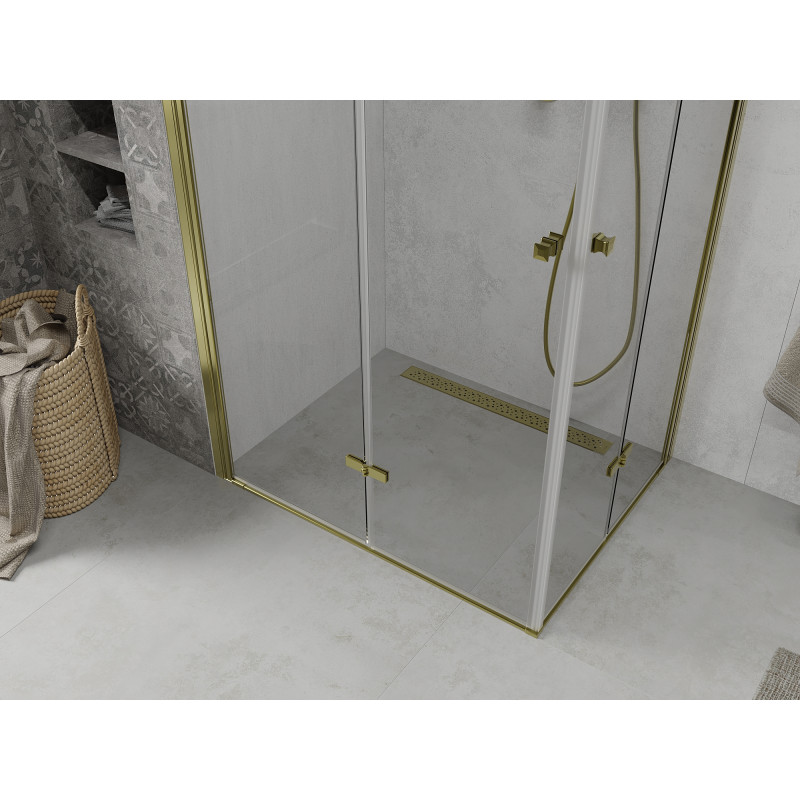 Mexen Lima Duo cabine de douche pliante 80 x 70 cm, transparente, or - 856-080-070-50-00-02