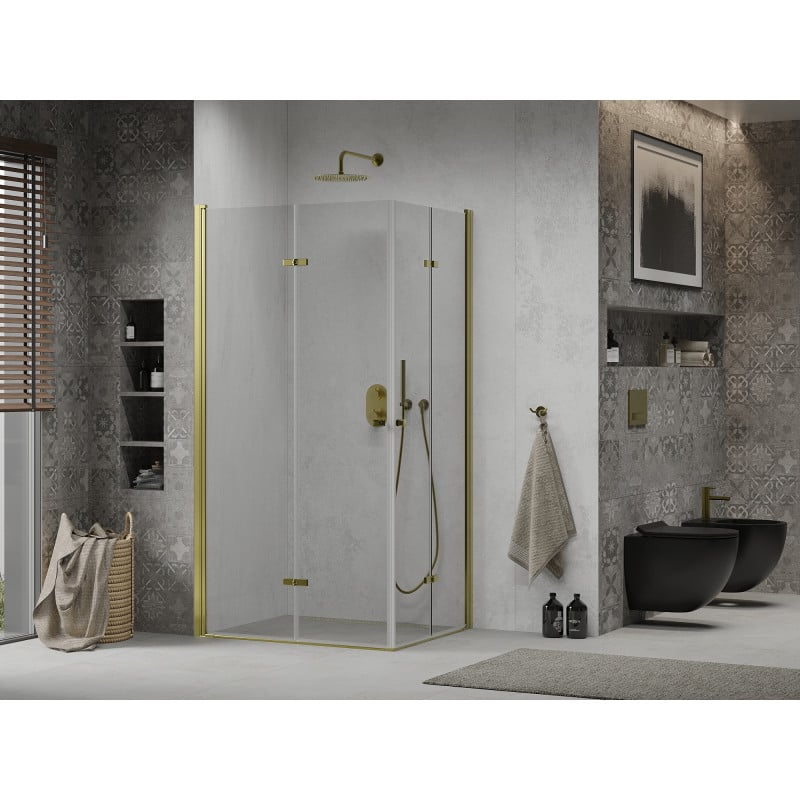 Mexen Lima Duo cabine de douche pliante 80 x 70 cm, transparente, or - 856-080-070-50-00-02