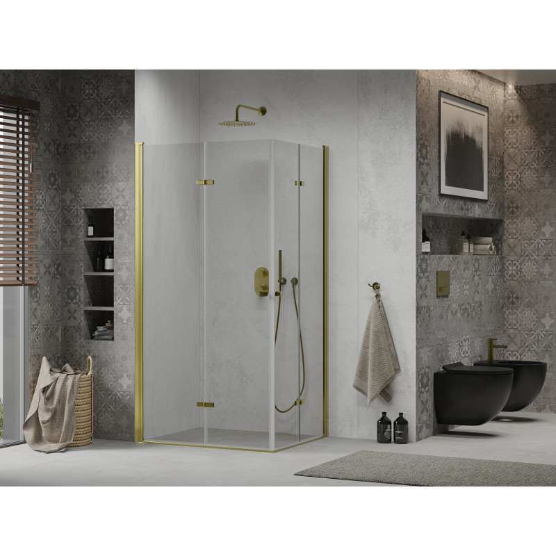 Mexen Lima Duo cabine de douche pliante 90 x 80 cm, transparent, or - 856-090-080-50-00-02