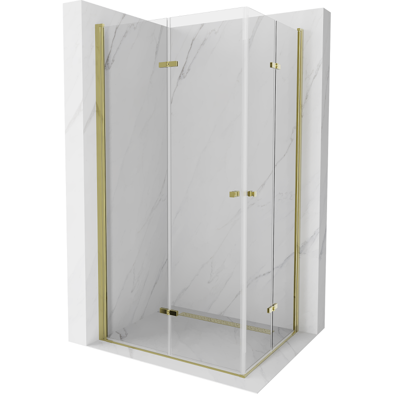Mexen Lima Duo cabine de douche pliante 90 x 80 cm, transparent, dorée - 856-090-080-50-00-02