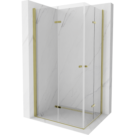 Mexen Lima Duo cabine de douche pliante 90 x 80 cm, transparent, dorée - 856-090-080-50-00-02