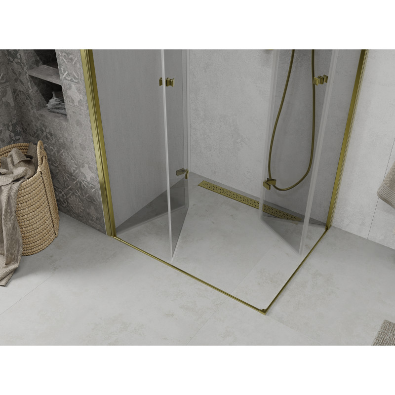 Mexen Lima Duo cabine de douche pliante 100 x 90 cm, transparent, or - 856-100-090-50-00-02