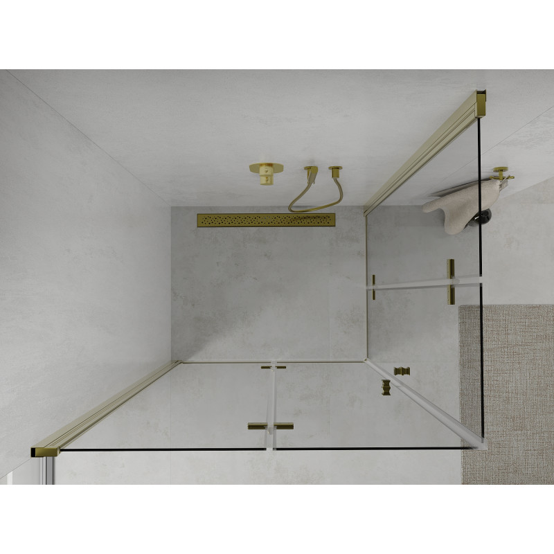 Mexen Lima Duo cabine de douche pliante 100 x 90 cm, transparent, or - 856-100-090-50-00-02
