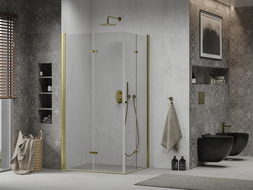Mexen Lima Duo cabine de douche pliante 100 x 90 cm, transparent, or - 856-100-090-50-00-02
