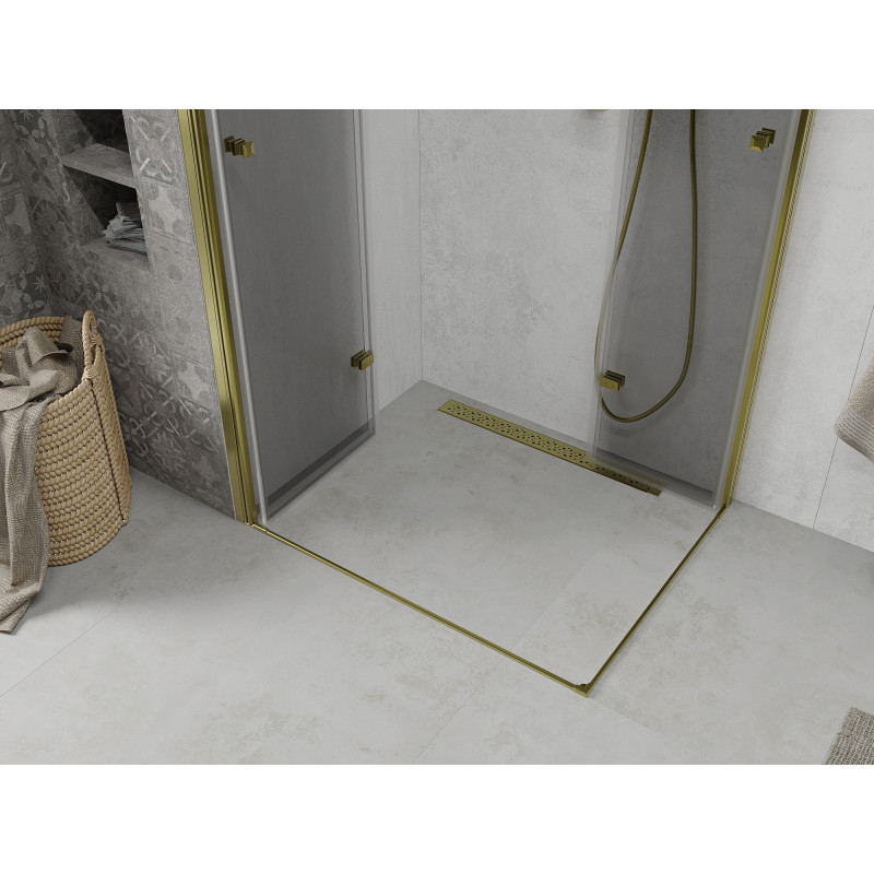 Mexen Lima Duo cabine de douche pliante 100 x 90 cm, transparent, or - 856-100-090-50-00-02