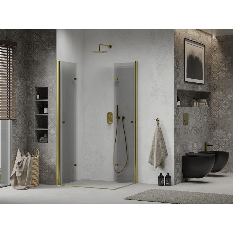 Mexen Lima Duo cabine de douche pliante 100 x 90 cm, transparent, or - 856-100-090-50-00-02