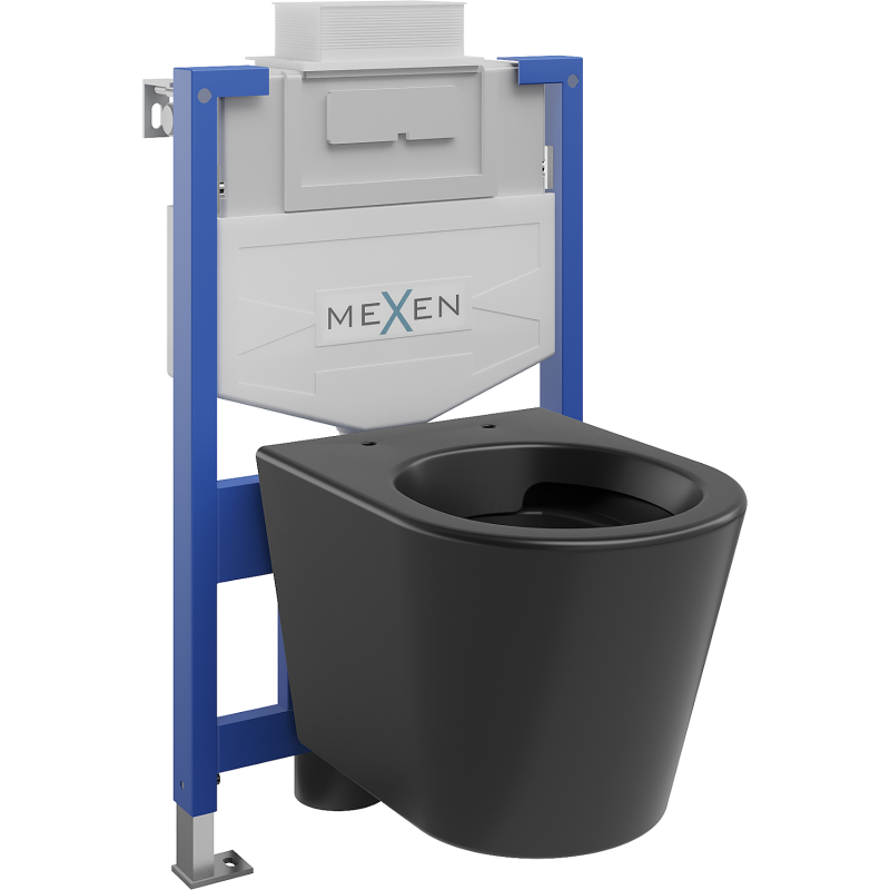 Mexen ensemble encastré WC bâti-support Fenix XS-U avec cuvette WC Rico, noir mat - 6853372XX85