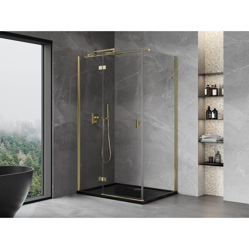 Mexen Mist-H T cabine de douche pivotante gauche 80 x 110 cm, transparent, dorée - 8A5T-080-110-50-00-L